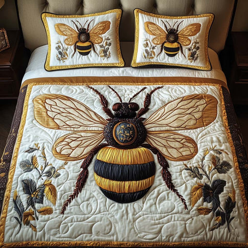 Petal Majesty 3-Piece Quilted Bedding Set - Single (59" x 70")