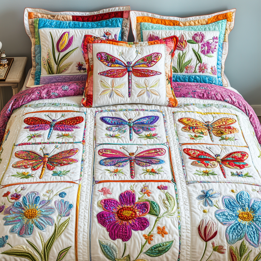 Petal Garden 3-Piece Quilted Bedding Set - Single (59" x 70")