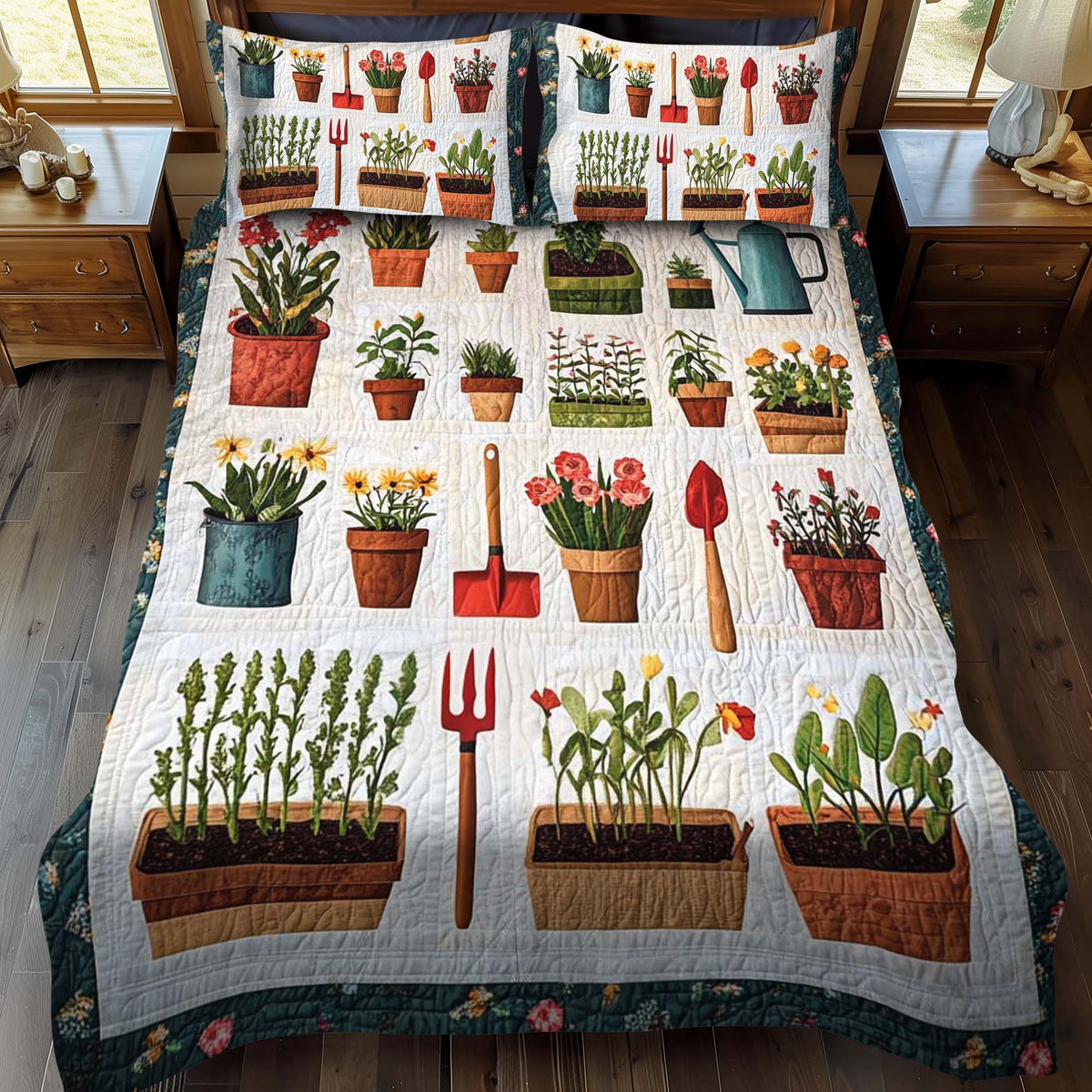 Petal Harvest 3-Piece Quilted Bedding Set - Single (59" x 70")