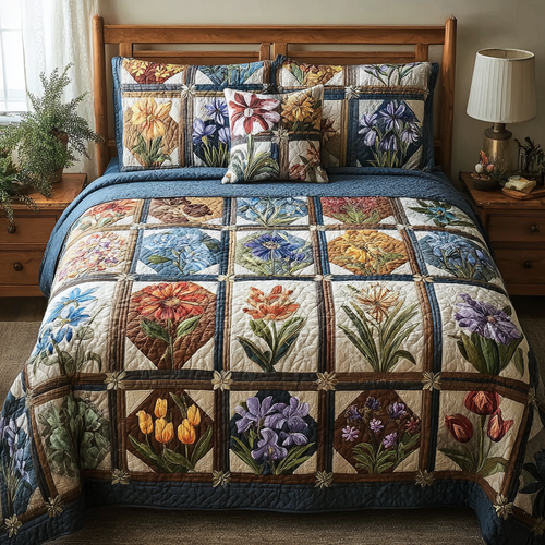 Petal Patch 3-Piece Quilted Bedding Set - Single (59" x 70")