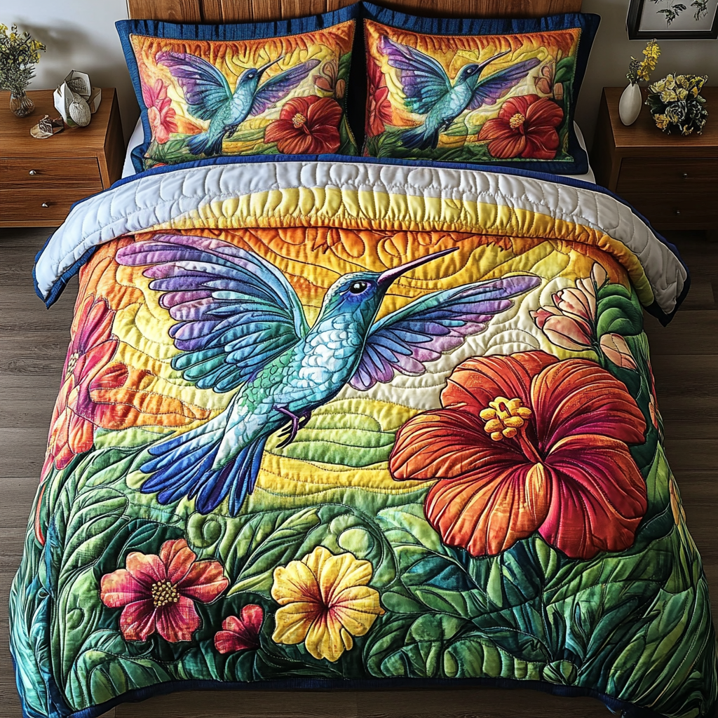 Petal Perfection 3-Piece Quilted Bedding Set - Single (59" x 70")