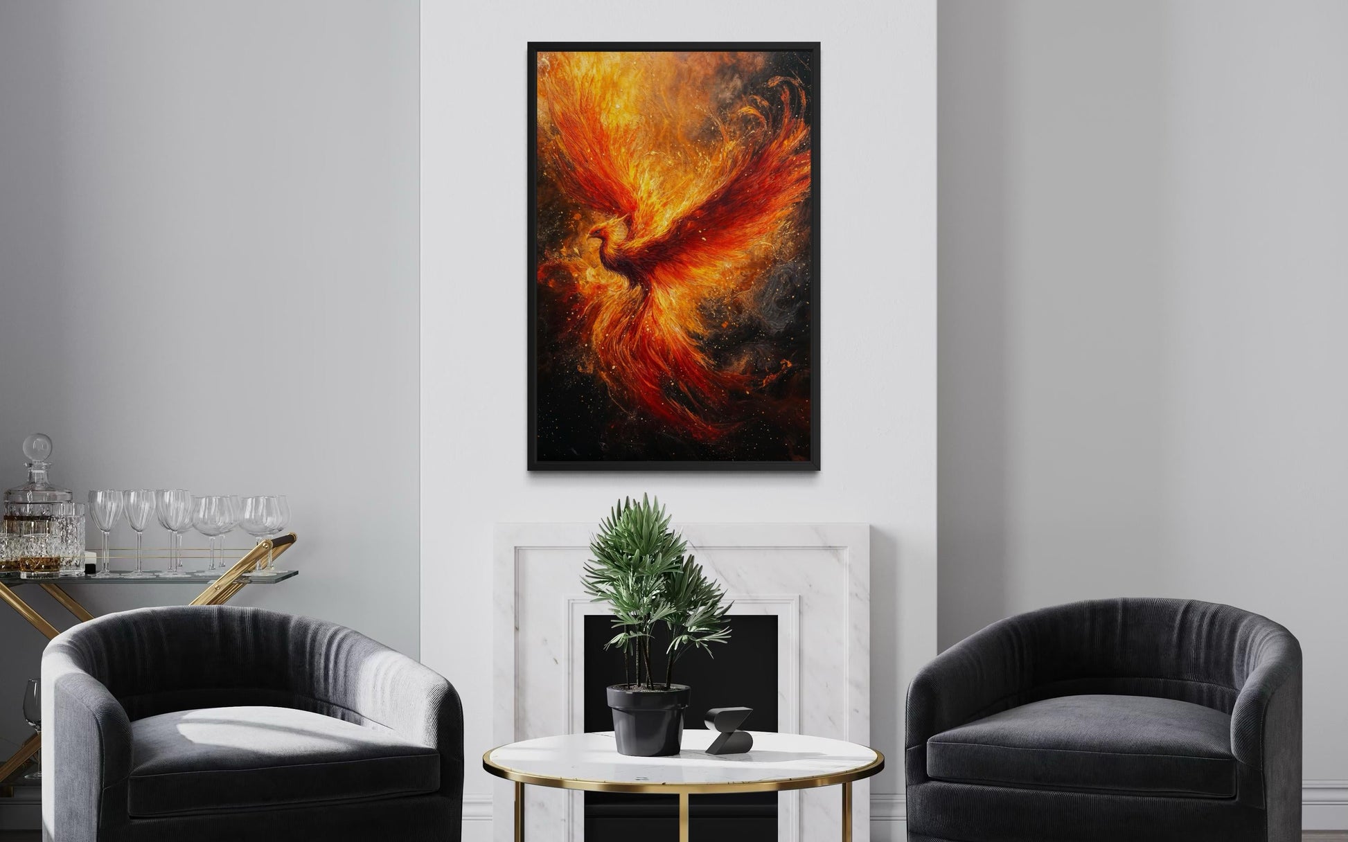 Phoenix Rising Vertical Canvas Wall Art