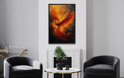 Phoenix Rising Vertical Canvas Wall Art