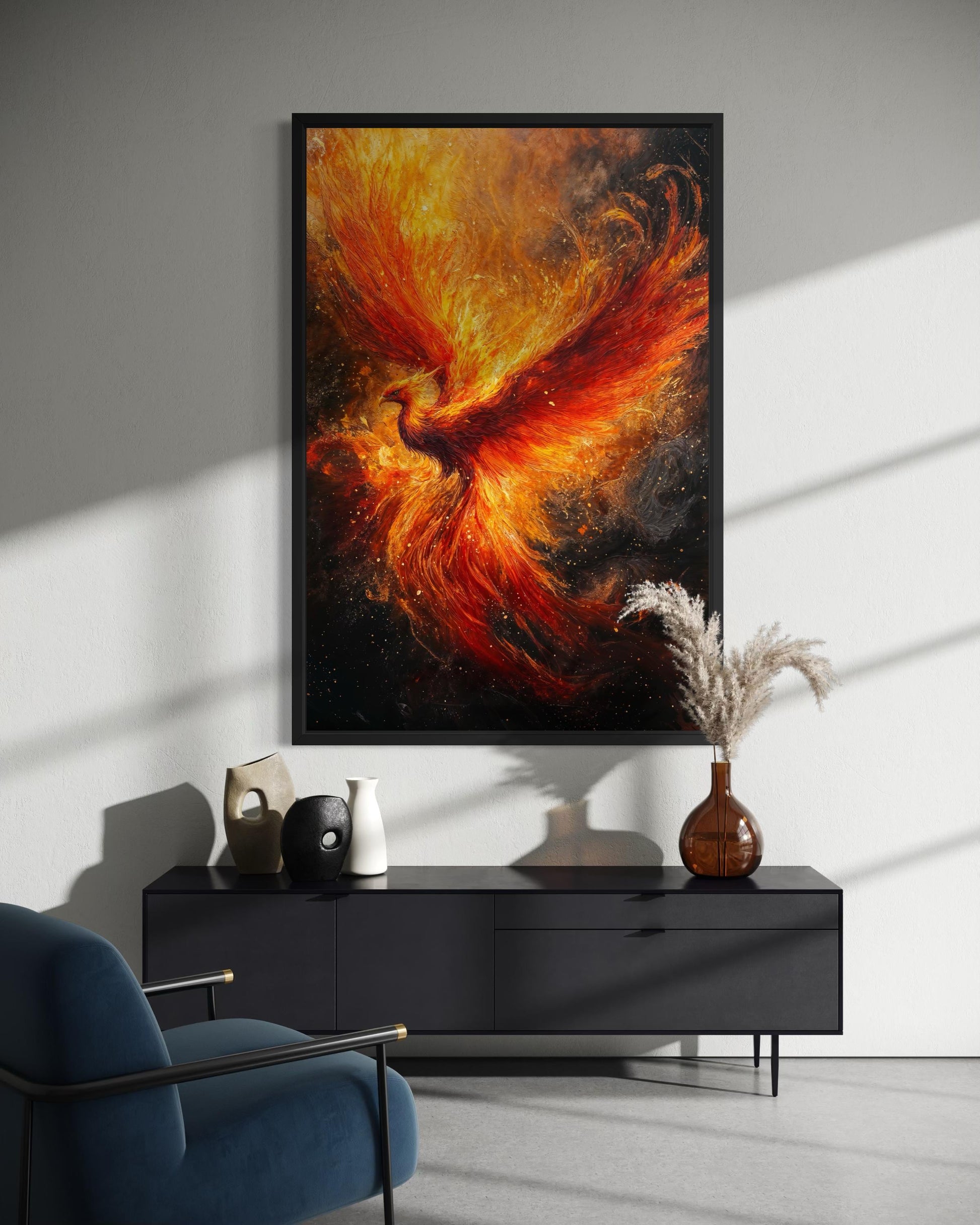 Phoenix Rising Vertical Canvas Wall Art