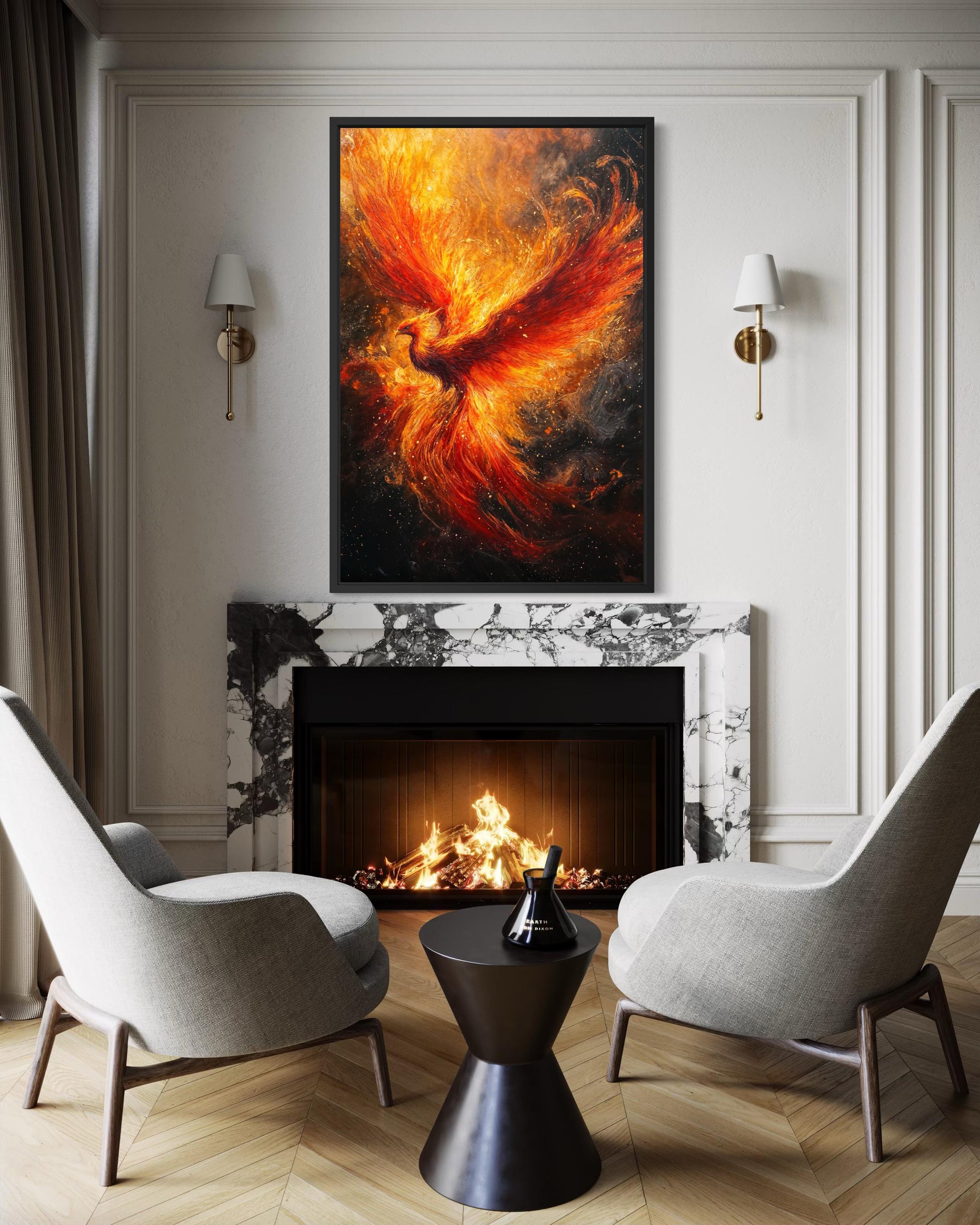 Phoenix Rising Vertical Canvas Wall Art