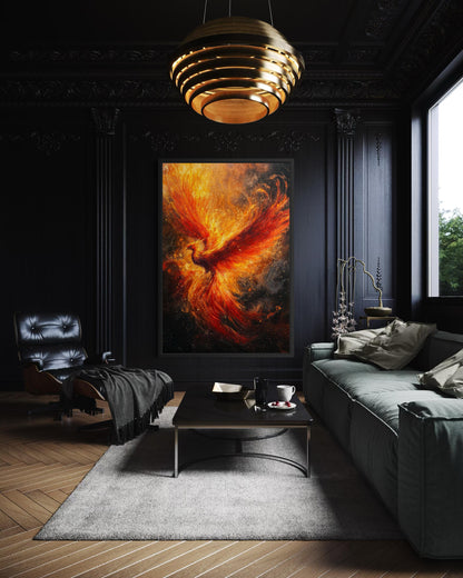 Phoenix Rising Vertical Canvas Wall Art