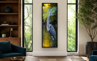 Photo Style Blue Heron Vertical Narrow Wall Art