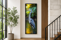 Photo Style Blue Heron Vertical Narrow Wall Art