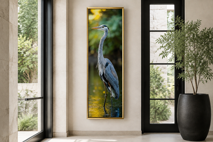 Photo Style Blue Heron Vertical Narrow Wall Art