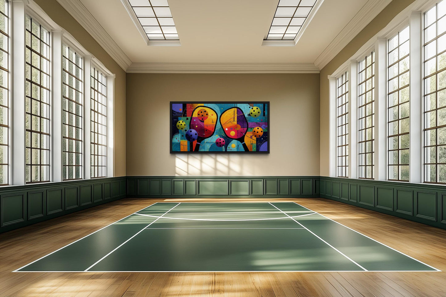 Pickleball Wall Art – Vibrant Abstract Paddle Canvas Print for Game Room Decor