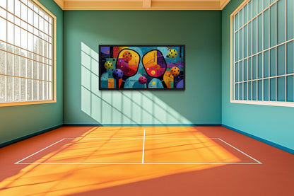 Pickleball Wall Art – Vibrant Abstract Paddle Canvas Print for Game Room Decor