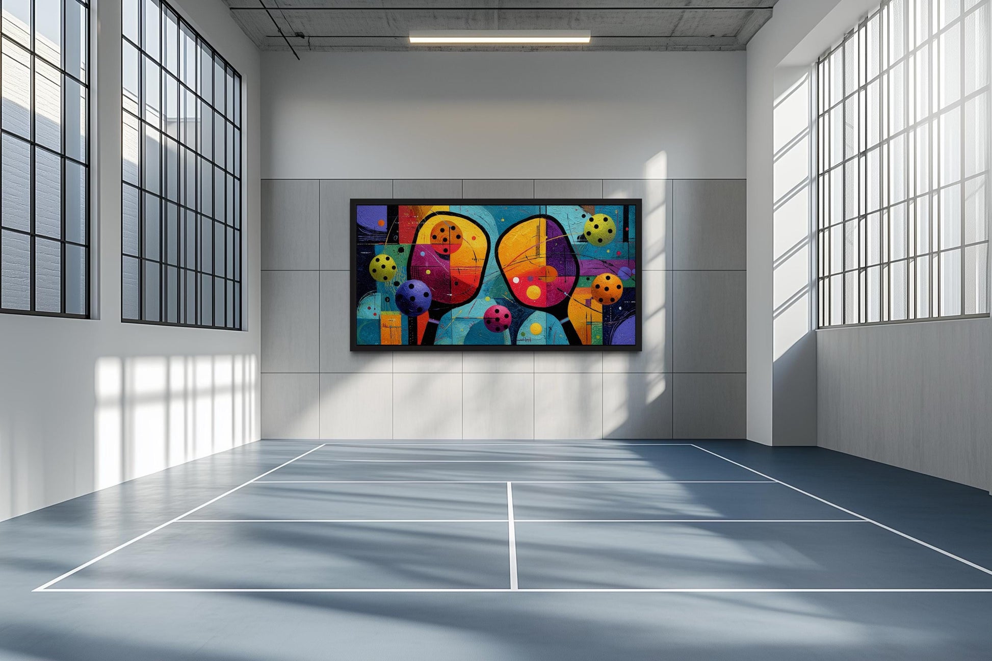 Pickleball Wall Art – Vibrant Abstract Paddle Canvas Print for Game Room Decor