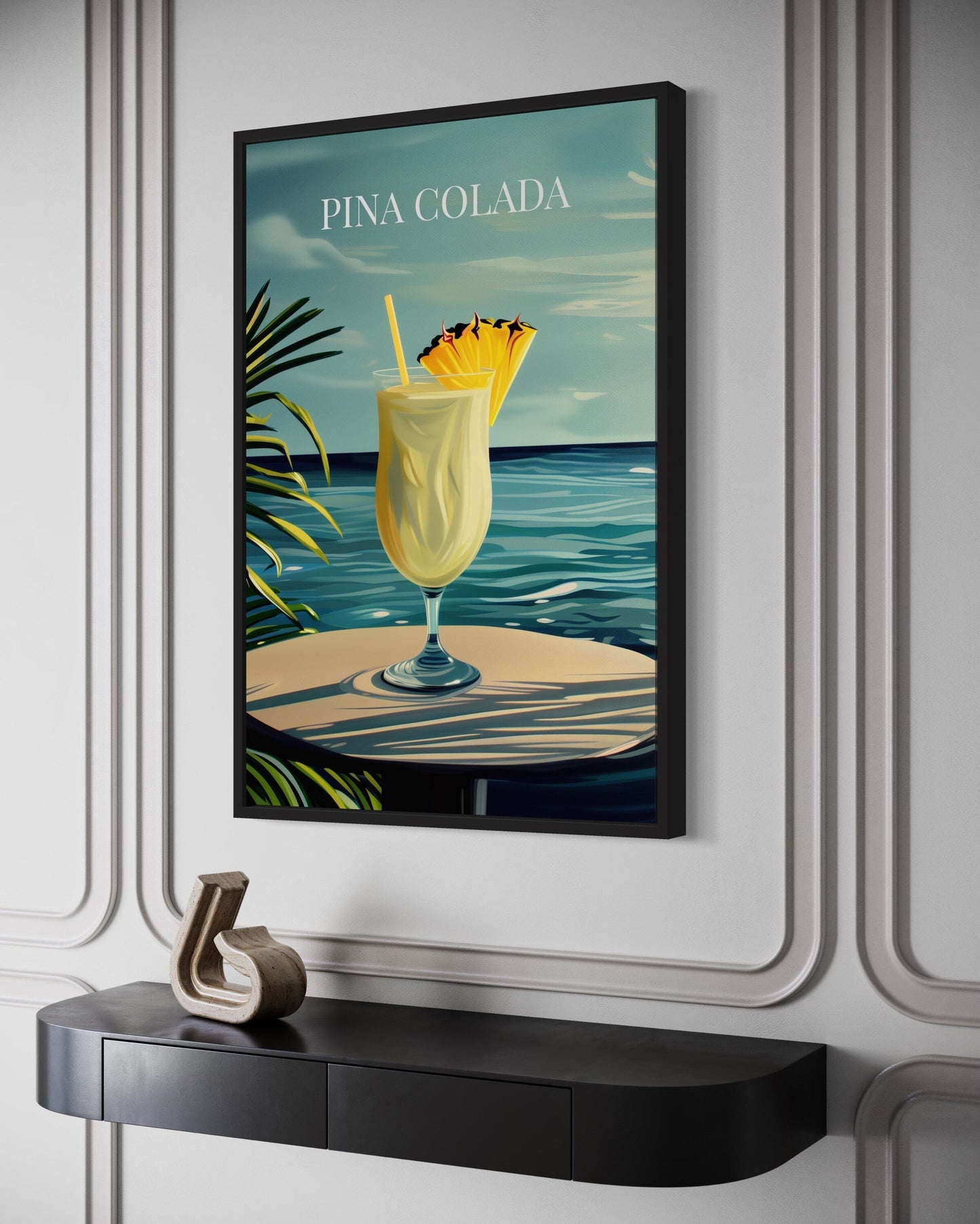 Pina Colada Cocktail On The Beach Art Print Canvas Wall Art