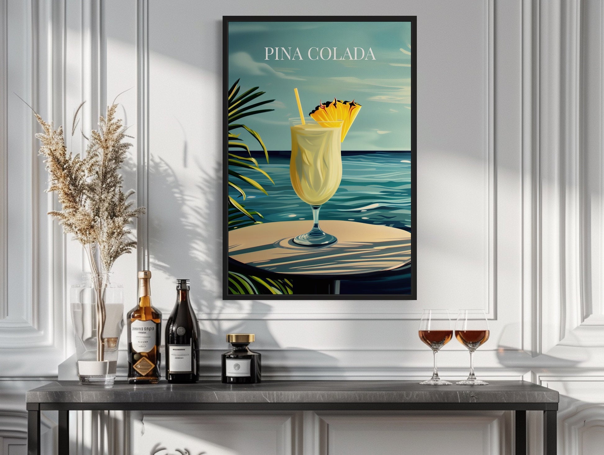 Pina Colada Cocktail On The Beach Art Print Canvas Wall Art