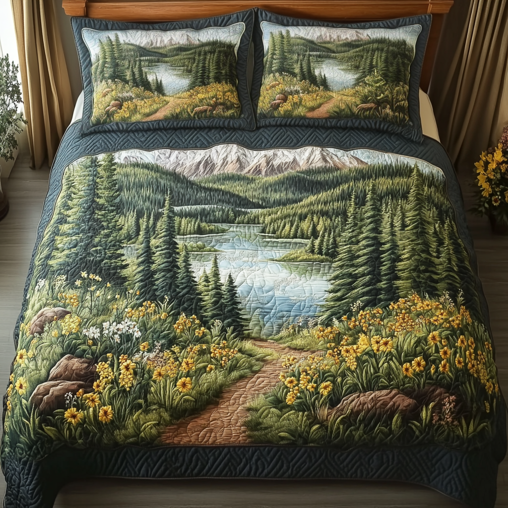Pine Serenity 3-Piece Quilted Bedding Set - Single (59" x 70")