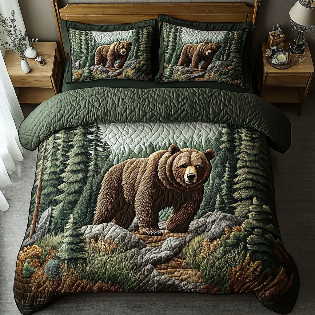 Pine Wilderness 3-Piece Quilted Bedding Set - Single (59" x 70")