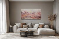 Pink Brown Abstract Marble Mountain Landscape Framed Canvas Wall Art
