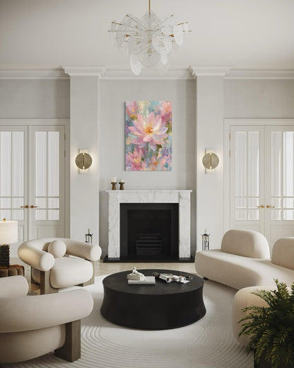 Pink Lotus Flower Vertical Canvas Wall Art
