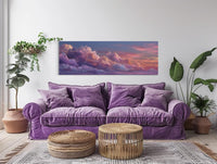 Pink Purple Clouds Sunset Wall Art – Panoramic Canvas With Dreamy Sky Painting