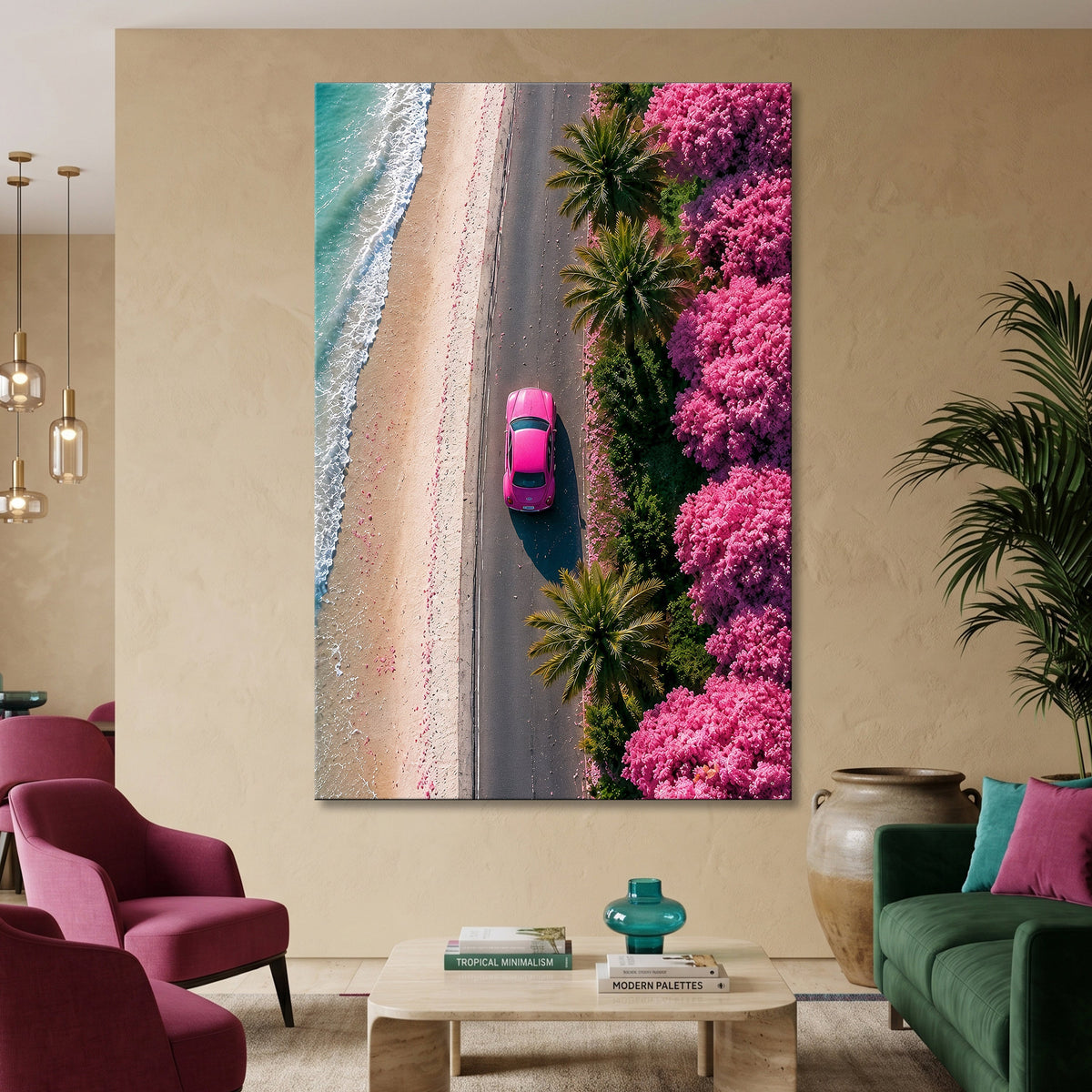 Pink Coastal Drive Aerial View