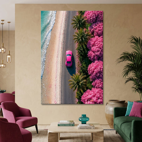 Pink Coastal Drive Aerial View