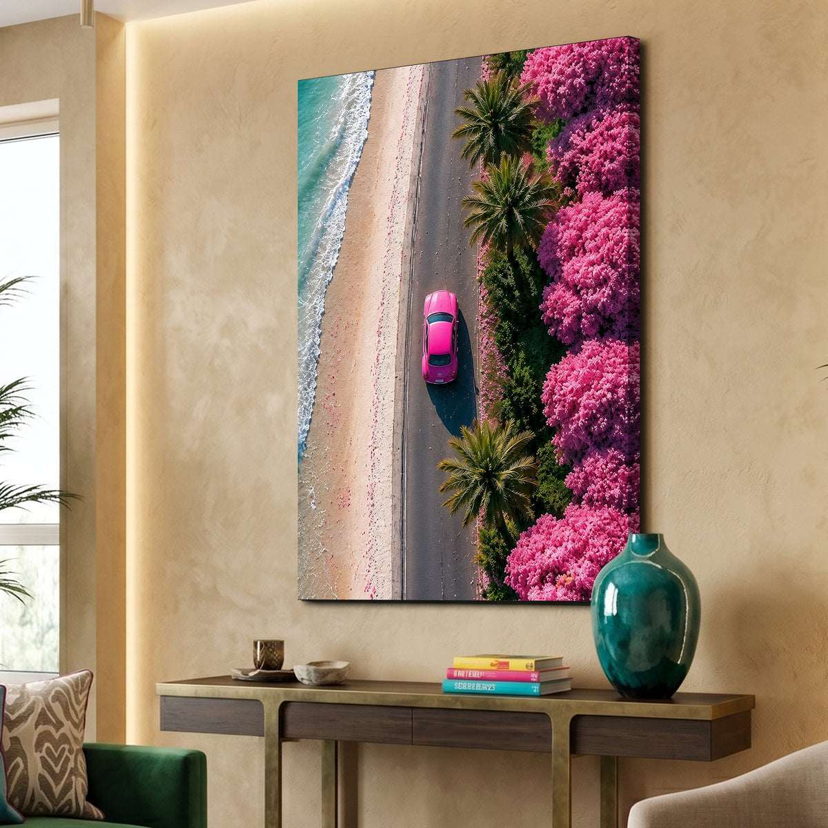 Pink Coastal Drive Aerial View