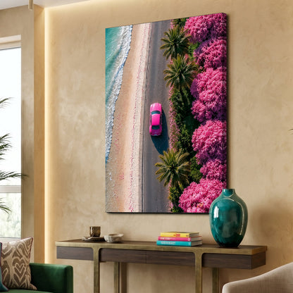 Pink Coastal Drive Aerial View