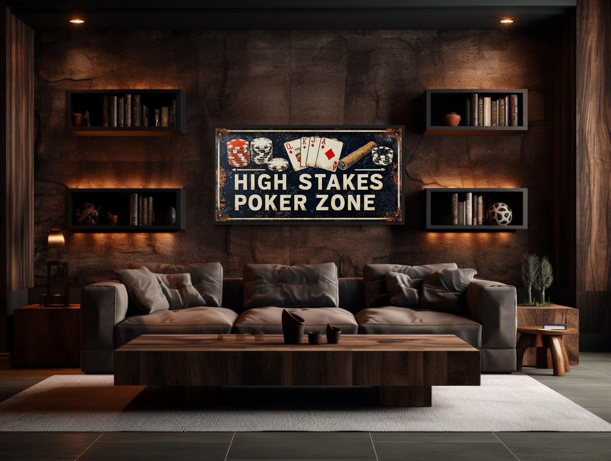 Poker Wall Art - High Stakes Poker Zone Sign For Game Room Decor