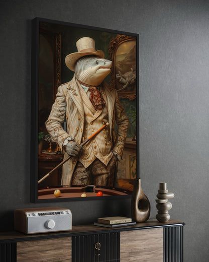 Pool Shark Gentleman Billiards Room Framed Canvas Wall Art
