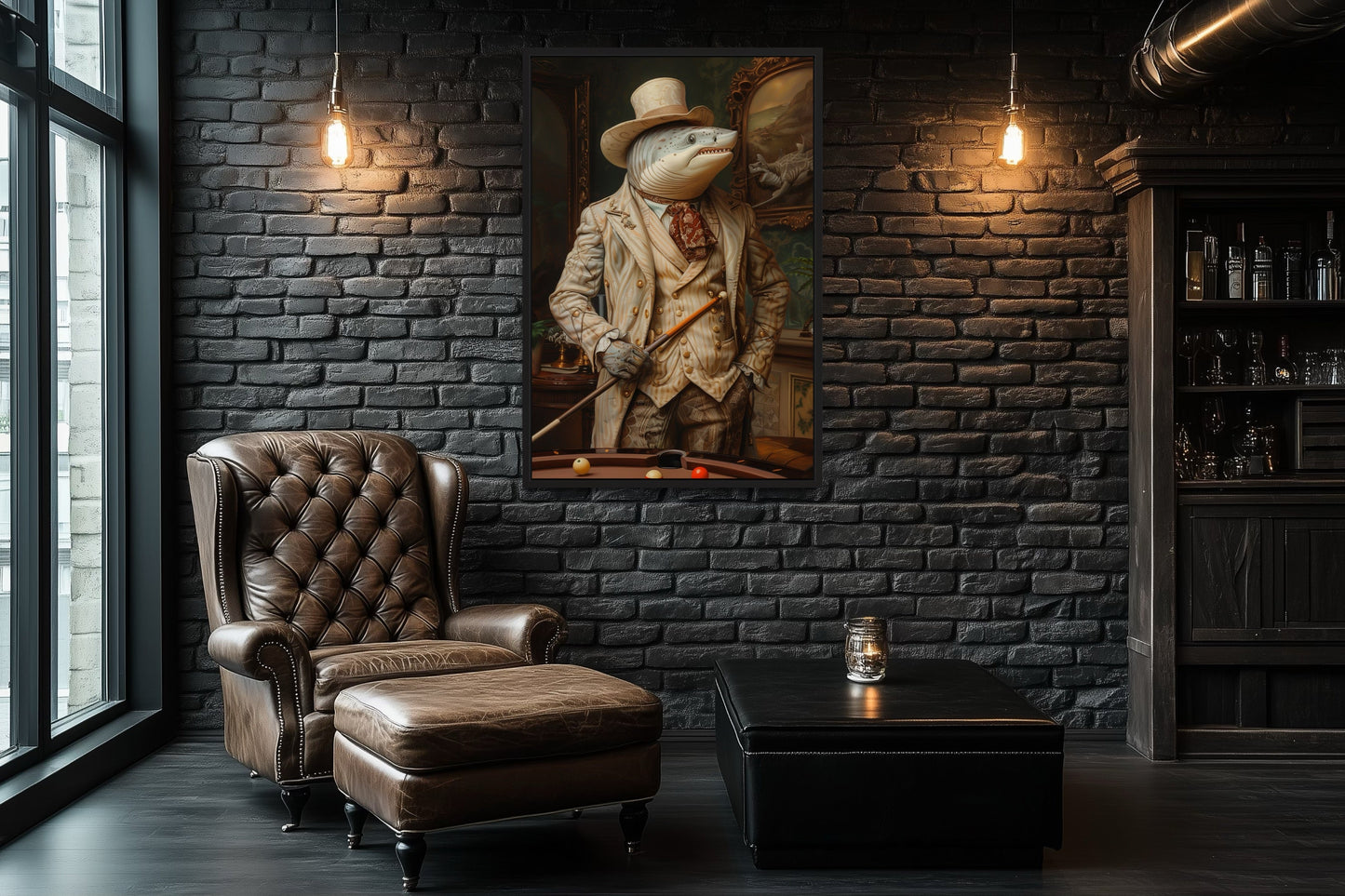 Pool Shark Gentleman Billiards Room Framed Canvas Wall Art