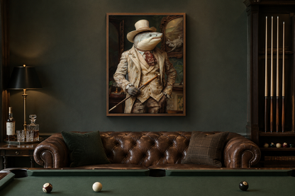 Pool Shark Gentleman Billiards Room Framed Canvas Wall Art