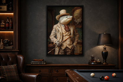 Pool Shark Gentleman Billiards Room Framed Canvas Wall Art