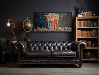 Popcorn Wall Art – Framed Canvas Print | Nostalgic Movie Room Decor