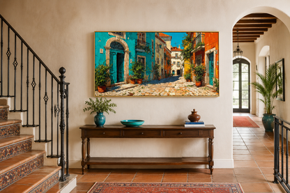 Portugal Street Scene Framed Canvas Wall Art