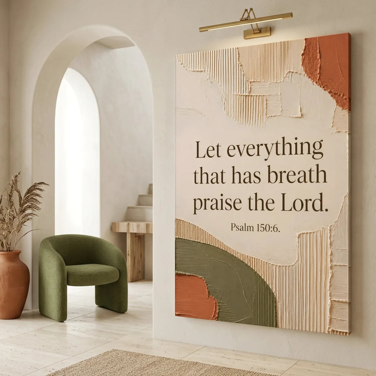 Decorative wall art with inspirational quote in a modern interior setting