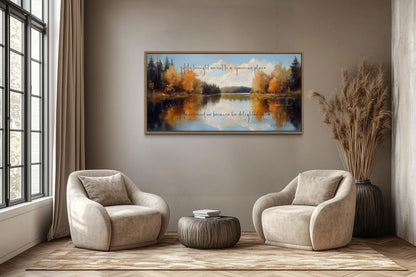 Psalm 18:19 Canvas Art – Autumn Lake Painting | Christian Scripture Wall Decor