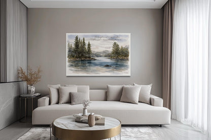 Psalm 18:19 Wall Art - Serene Lake Landscape Canvas Print | Christian Faith Decor
