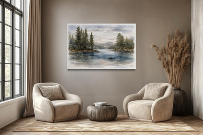 Psalm 18:19 Wall Art - Serene Lake Landscape Canvas Print | Christian Faith Decor