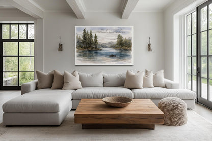 Psalm 18:19 Wall Art - Serene Lake Landscape Canvas Print | Christian Faith Decor