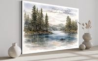 Psalm 18:19 Wall Art - Serene Lake Landscape Canvas Print | Christian Faith Decor