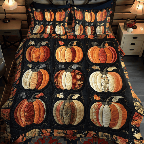 Pumkin Fest 3-Piece Quilted Bedding Set - Single (59" x 70")