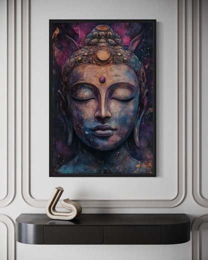 Purple Buddha Abstract Painting Framed Zen Wall Decor Canvas Wall Art