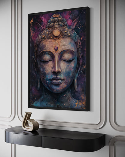 Purple Buddha Abstract Painting Framed Zen Wall Decor Canvas Wall Art