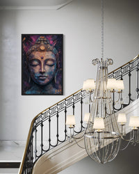 Purple Buddha Abstract Painting Framed Zen Wall Decor Canvas Wall Art