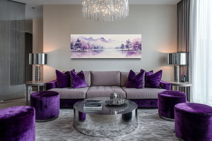 Purple Mountains Lake Long Horizontal Above Bed Wall Art