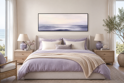 Purple Ocean Waves Long Horizontal Coastal Canvas Wall Art