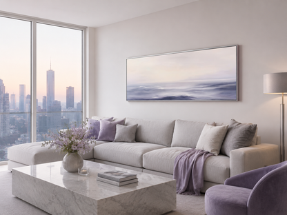 Purple Ocean Waves Long Horizontal Coastal Canvas Wall Art