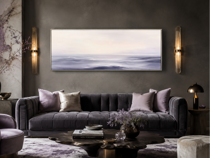 Purple Ocean Waves Long Horizontal Coastal Canvas Wall Art
