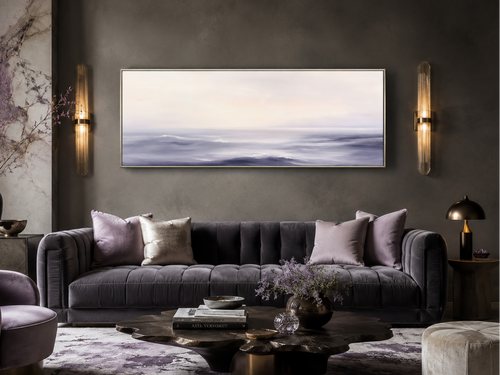 Purple Ocean Waves Long Horizontal Coastal Canvas Wall Art