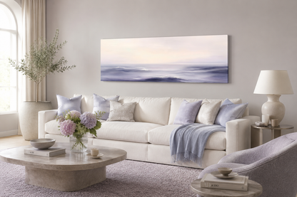 Purple Ocean Waves Long Horizontal Coastal Canvas Wall Art